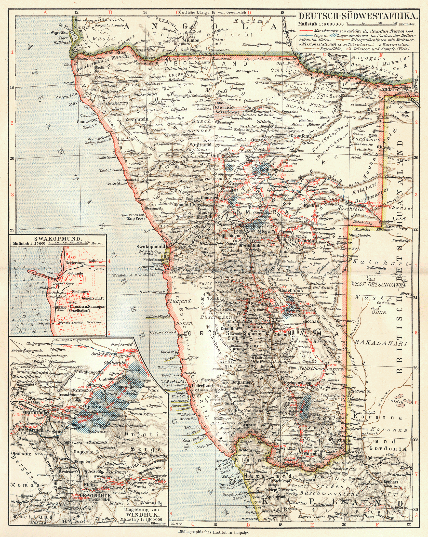 Map of Deutsch-Südwestafrika by Paul Sprigade and Max Moisel, 1905